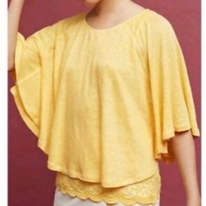 Akemi + Kin linen and lace cape top